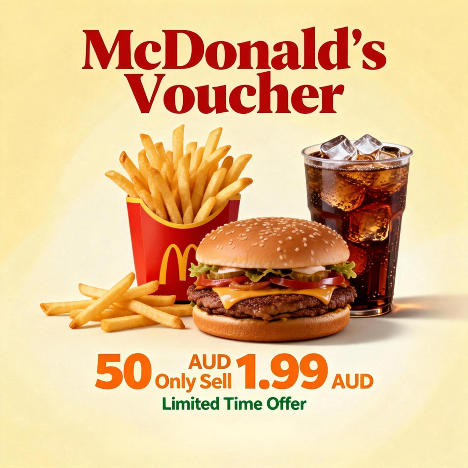 Enjoy $50 McDonald’s Voucher for Just $1.99 — Australia-Wide!